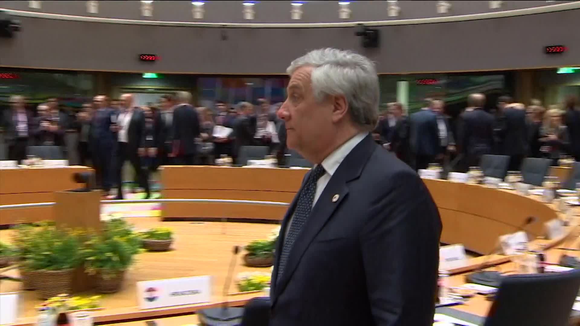 European Council: arrival of Antonio TAJANI, EP President, roundtable and statement