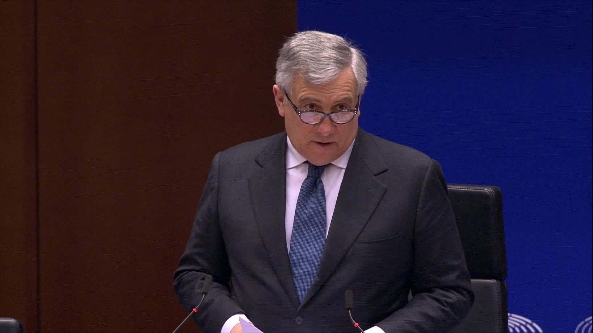 EP plenary session - Humanitarian situation in Syria, in particular Ghuta: opening statement by Antonio TAJANI, EP President (15:33 - 15:38)