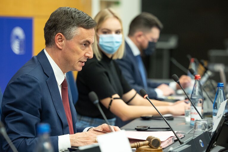 Fotografie 25: Sakharov Prize Award Week 2021 - AFET extraordinary meeting - Exchange of views with Daria Navalnaya, daughter of Alexei Navalny, the 2021 Sakharov prize laureate, and Leonid Volkov, chief of Staff of Alexei Navalny