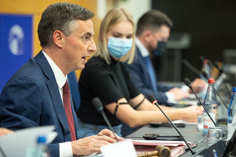 Fotografie 26: Sakharov Prize Award Week 2021 - AFET extraordinary meeting - Exchange of views with Daria Navalnaya, daughter of Alexei Navalny, the 2021 Sakharov prize laureate, and Leonid Volkov, chief of Staff of Alexei Navalny