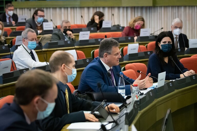 Photo 5 : United Kingdom Contact Group - Exchange of views with Maros SEFCOVIC, Commissioner for Interinstitutional Relations and Foresight and co-Chair of the Joint Committee on the Implementation of the Withdrawal Agreement