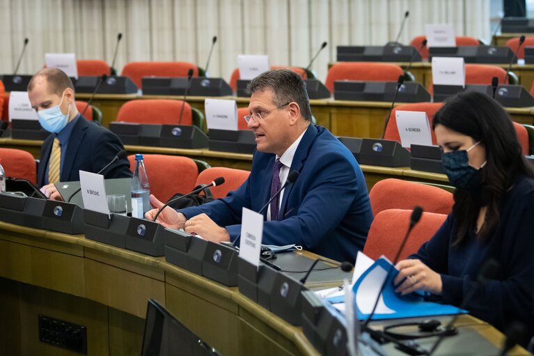 Photo 3 : United Kingdom Contact Group - Exchange of views with Maros SEFCOVIC, Commissioner for Interinstitutional Relations and Foresight and co-Chair of the Joint Committee on the Implementation of the Withdrawal Agreement