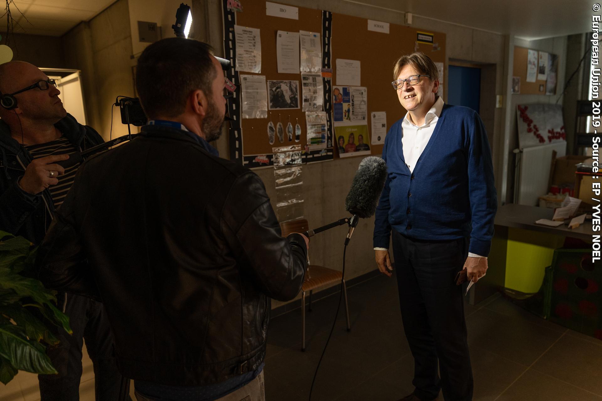 European Elections 2019 - Guy VERHOSTADT, ALDE leader, voting in Ghent