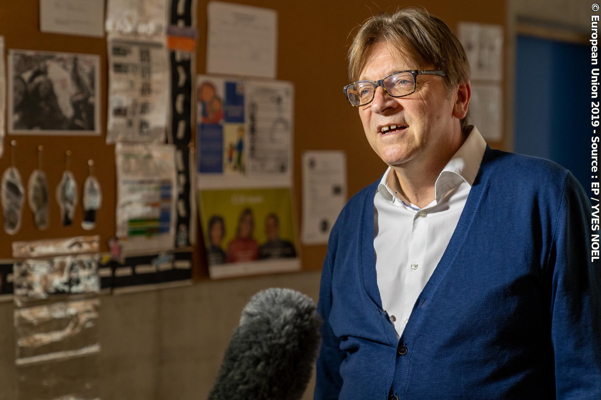 European Elections 2019 - Guy VERHOSTADT, ALDE leader, voting in Ghent