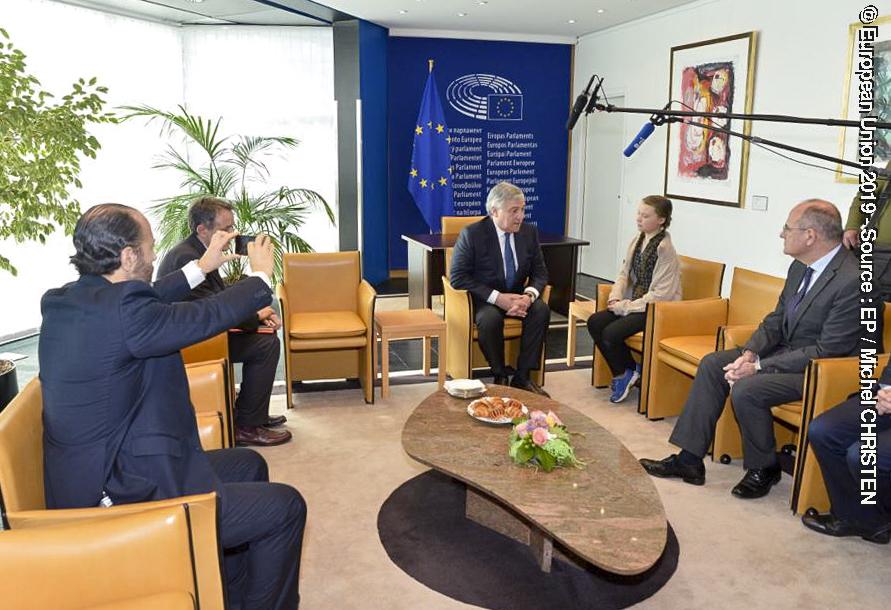 Antonio TAJANI, EP President meets with Greta THUNBERG - Swedish climate activist