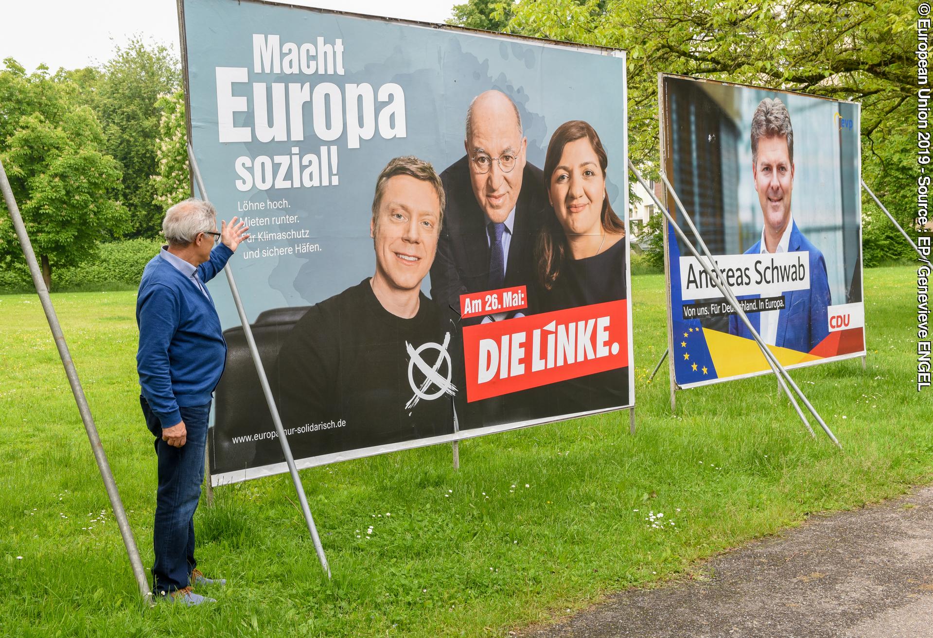 Suriet 10: European elections 2019 - Election campaign posters in KHEL, Germany