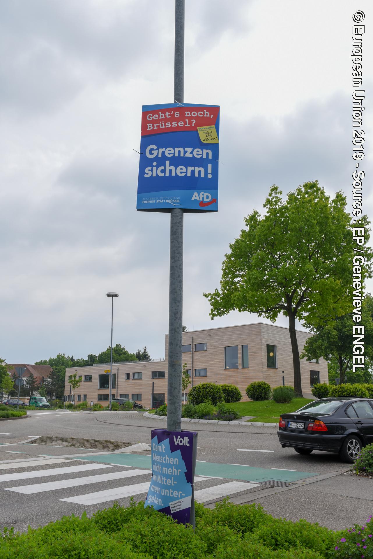 Suriet 4: European elections 2019 - Election campaign posters in KHEL, Germany