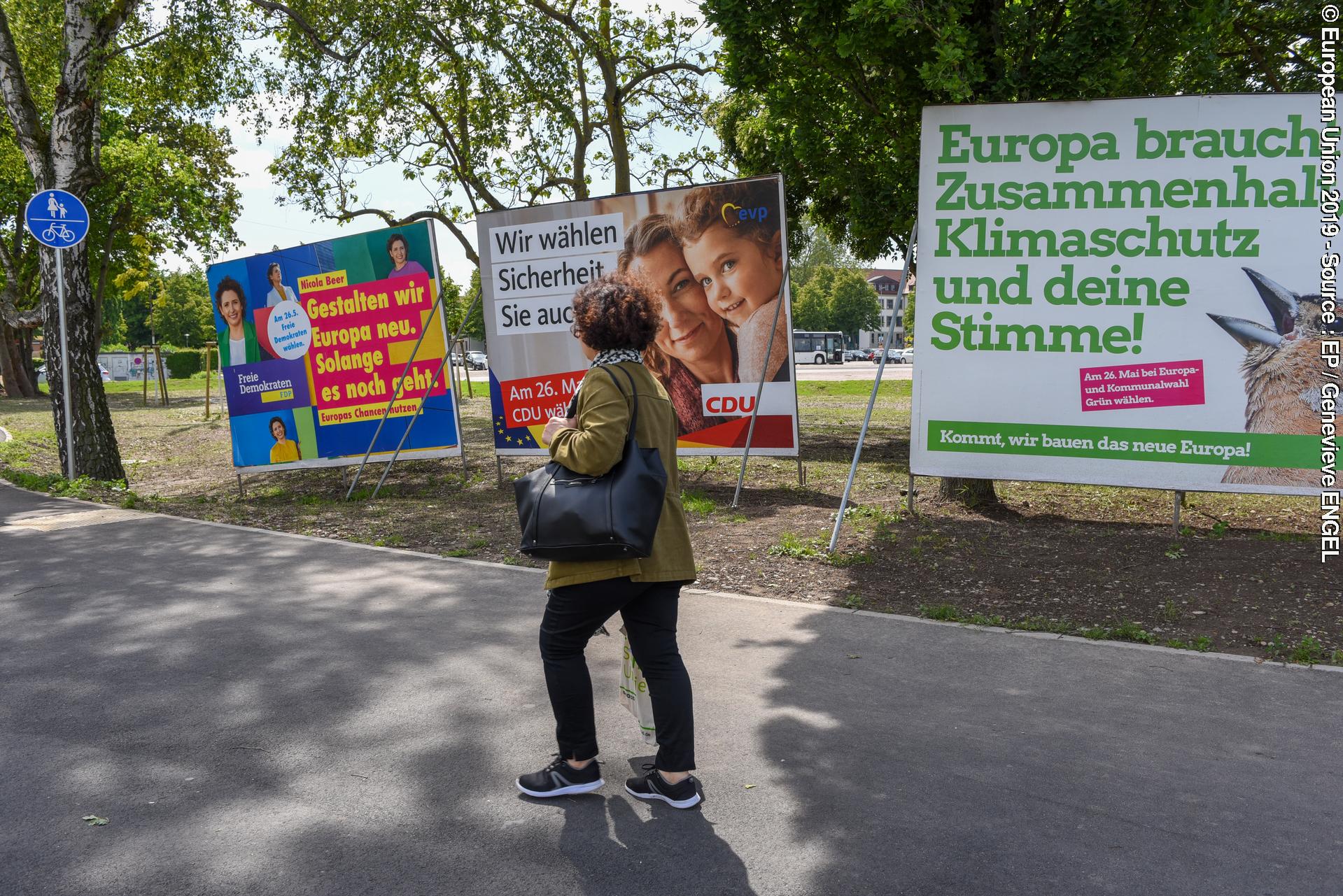 Suriet 2: European elections 2019 - Election campaign posters in KHEL, Germany