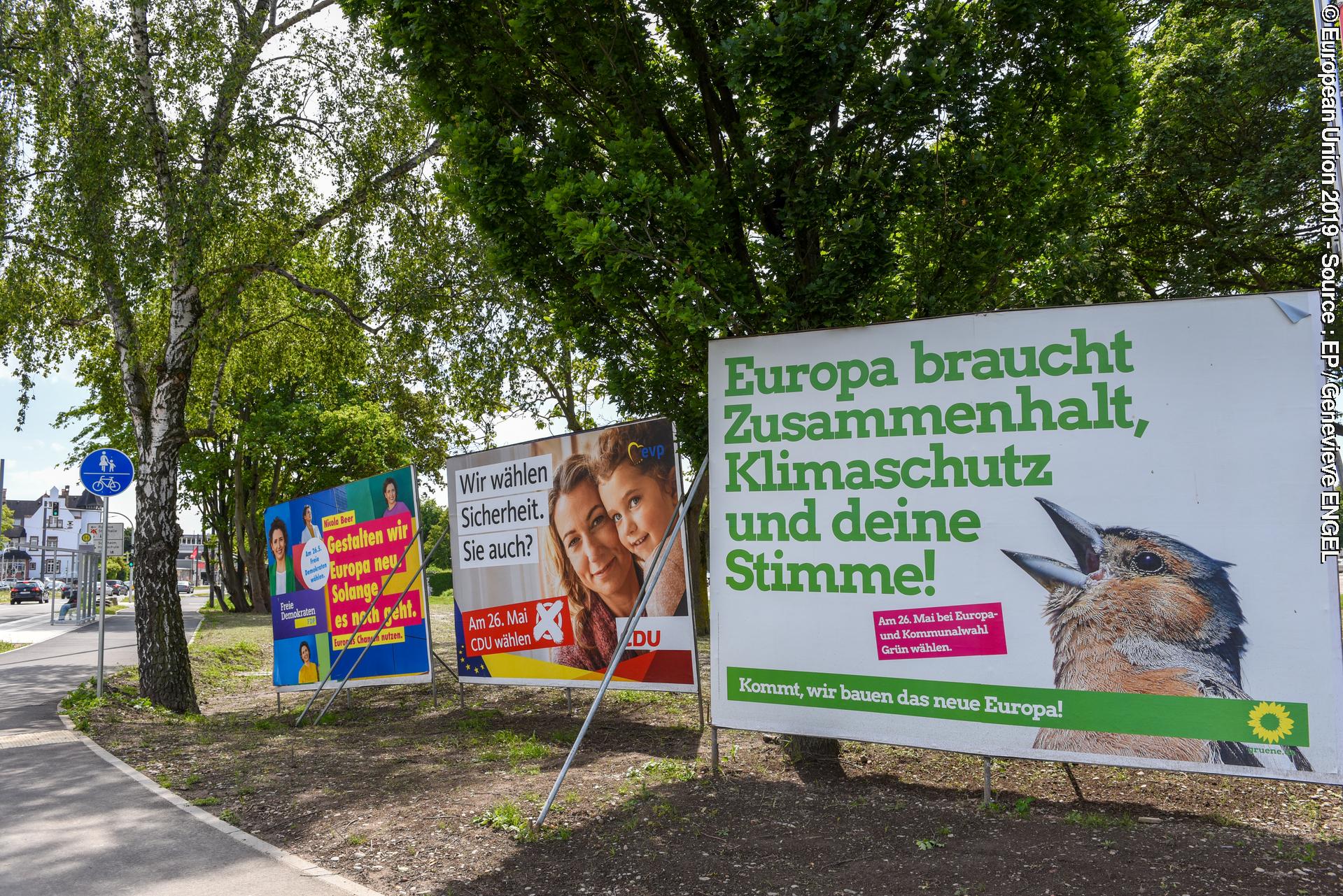 Suriet 1: European elections 2019 - Election campaign posters in KHEL, Germany