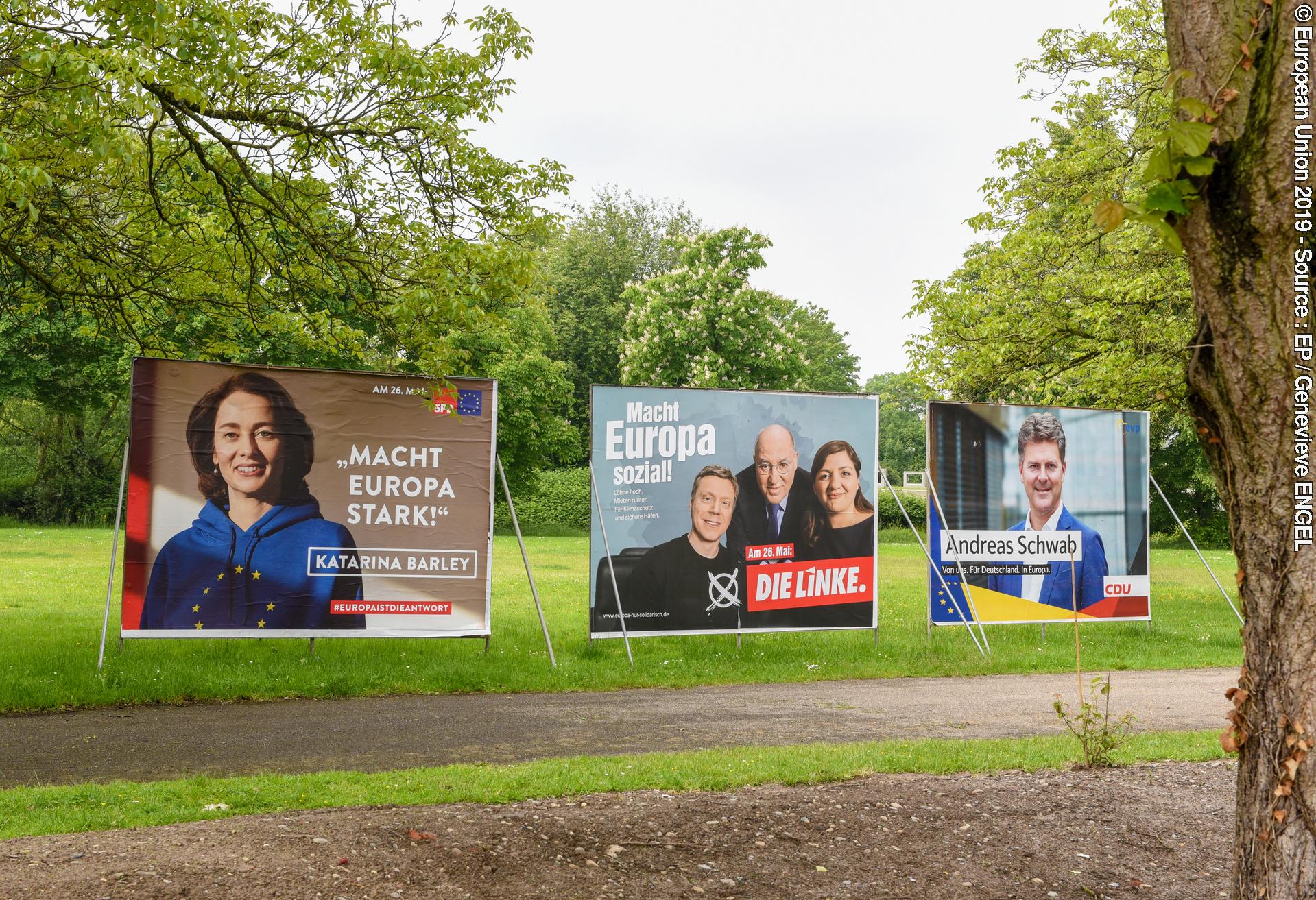 Suriet 8: European elections 2019 - Election campaign posters in KHEL, Germany