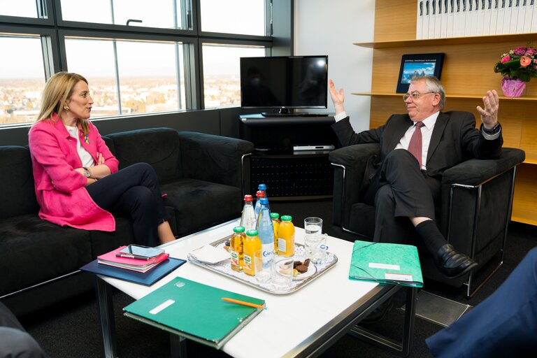 Roberta METSOLA, EP President meets with Klaus-Heiner LEHNE, President of the European Court of Auditors