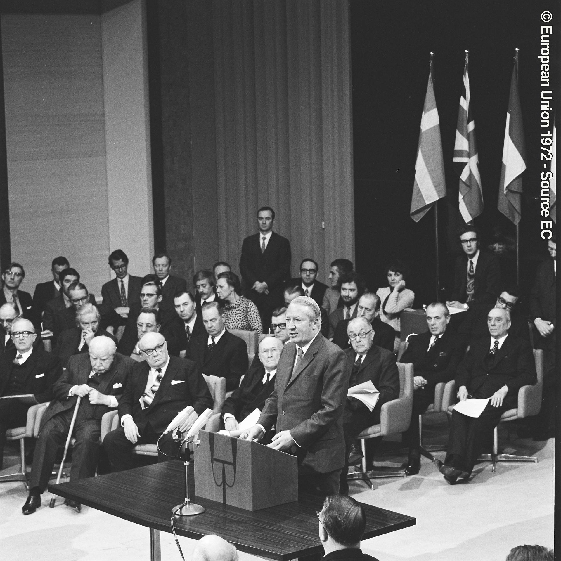 Signing ceremony of the accession treaty of Denmark, Ireland, Norway and the United Kingdom -  The signing ceremony of the accession treaty of Denmark, Ireland, Norway and the United Kingdom was held on 22 January 1972 in the Egmont Palace of Brussels