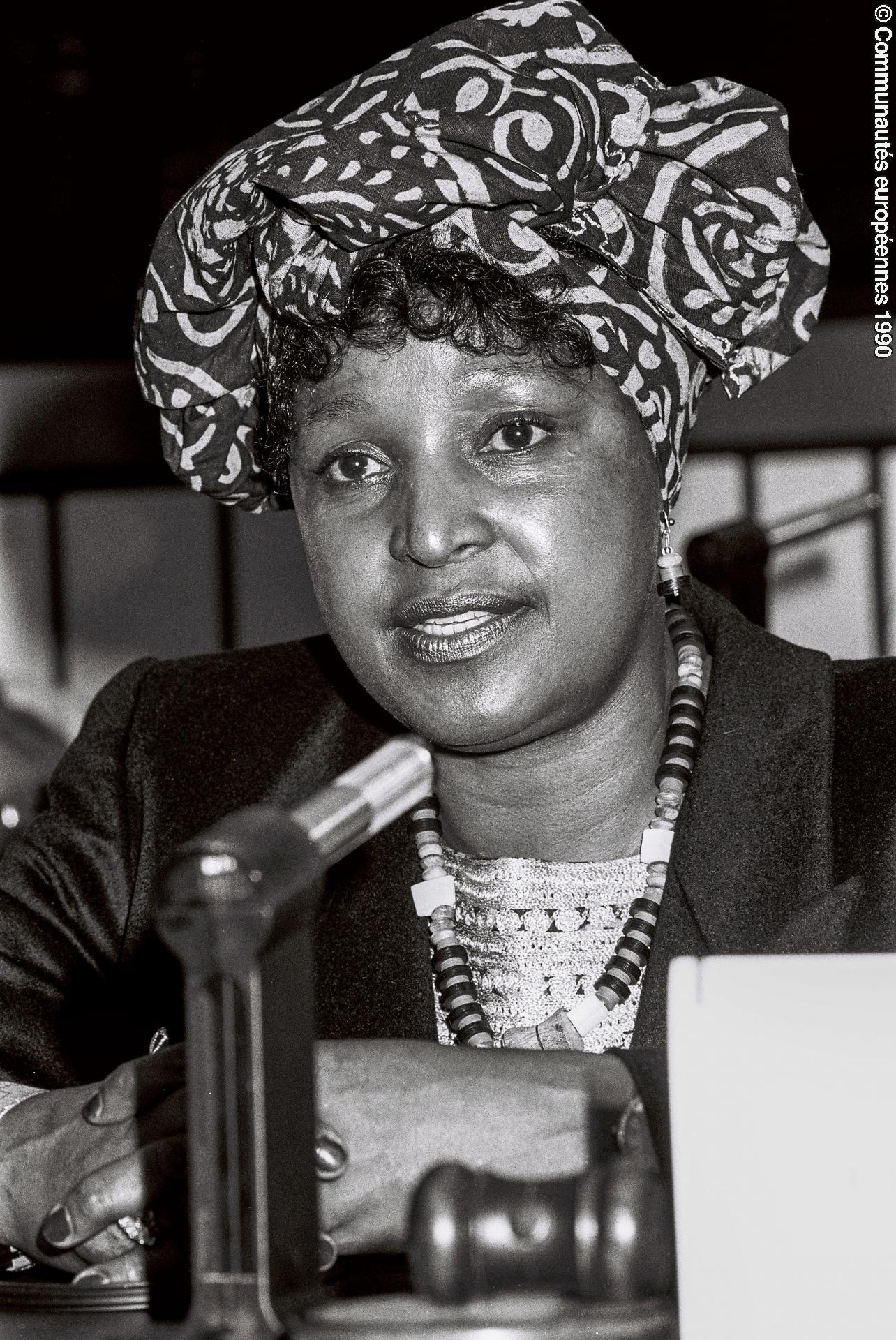 Winnie MANDELA in a meeting of the Committee on Women's Rights at the EP in Strasbourg.