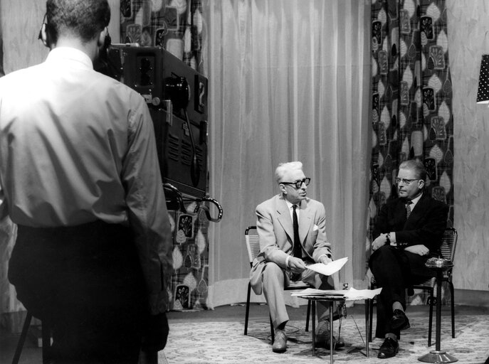 Interview on television in Strasbourg - 1959