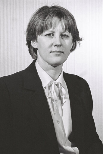 Portrait of Raymonde DURY, in Strasbourg, France, April 1982.