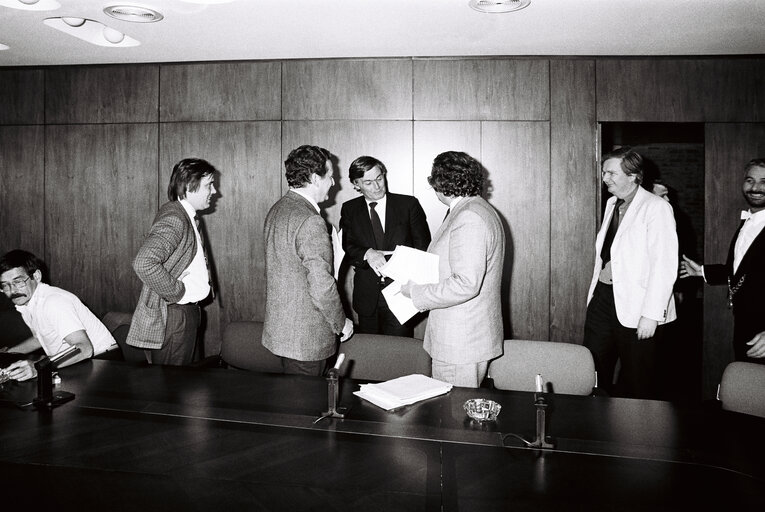 EP President Pieter DANKERT meets with a delegation from Afghanistan, in Strasbourg, France, April 1982.