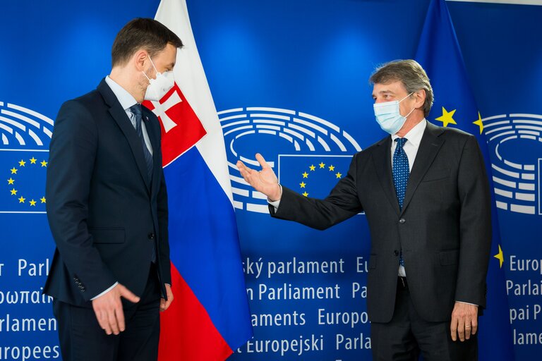 David SASSOLI, EP President meets with Eduard HEGER, Slovak  Prime Minister