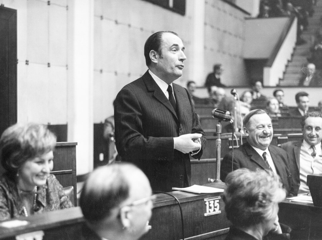 Francois MITTERAND during a session in Strasbourg, France, January 23, 1968.