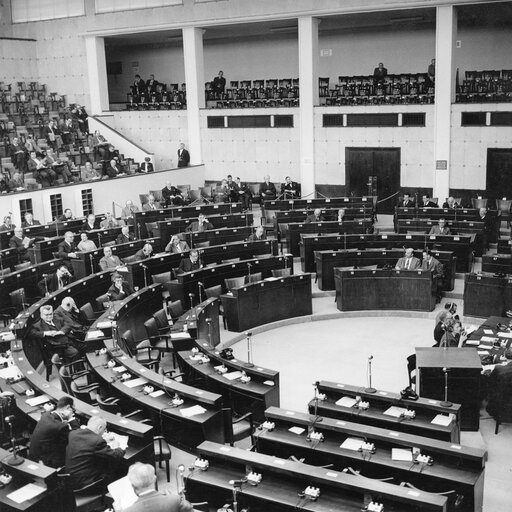 General view of the Hemicycle during a session in Strasbourg, France, January 14, 1960.