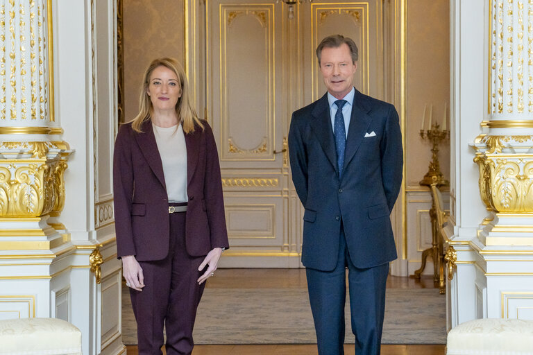 Fotografi 6: State Visit of Roberta METSOLA, EP President, to Luxembourg - Meeting with His Royal Highness Henri, Grand Duke of Luxembourg