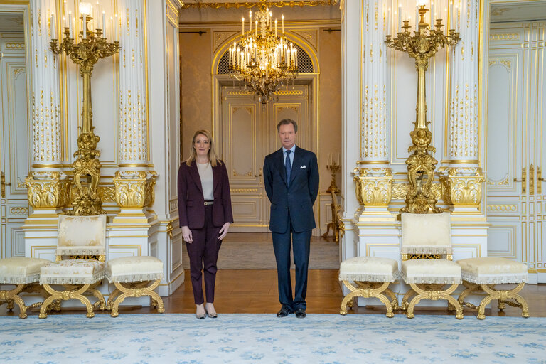 Fotografi 7: State Visit of Roberta METSOLA, EP President, to Luxembourg - Meeting with His Royal Highness Henri, Grand Duke of Luxembourg