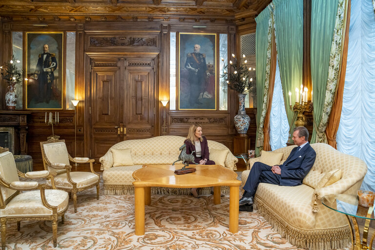 Fotografi 3: State Visit of Roberta METSOLA, EP President, to Luxembourg - Meeting with His Royal Highness Henri, Grand Duke of Luxembourg