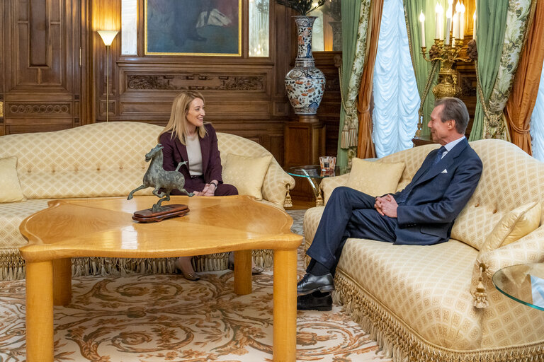 Fotografi 4: State Visit of Roberta METSOLA, EP President, to Luxembourg - Meeting with His Royal Highness Henri, Grand Duke of Luxembourg