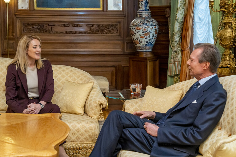 Fotografi 5: State Visit of Roberta METSOLA, EP President, to Luxembourg - Meeting with His Royal Highness Henri, Grand Duke of Luxembourg