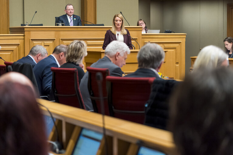 Foto 4: State Visit of Roberta METSOLA, EP President to Luxembourg - Address to the Chambre des Députés