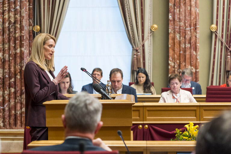 Foto 1: State Visit of Roberta METSOLA, EP President to Luxembourg - Address to the Chambre des Députés