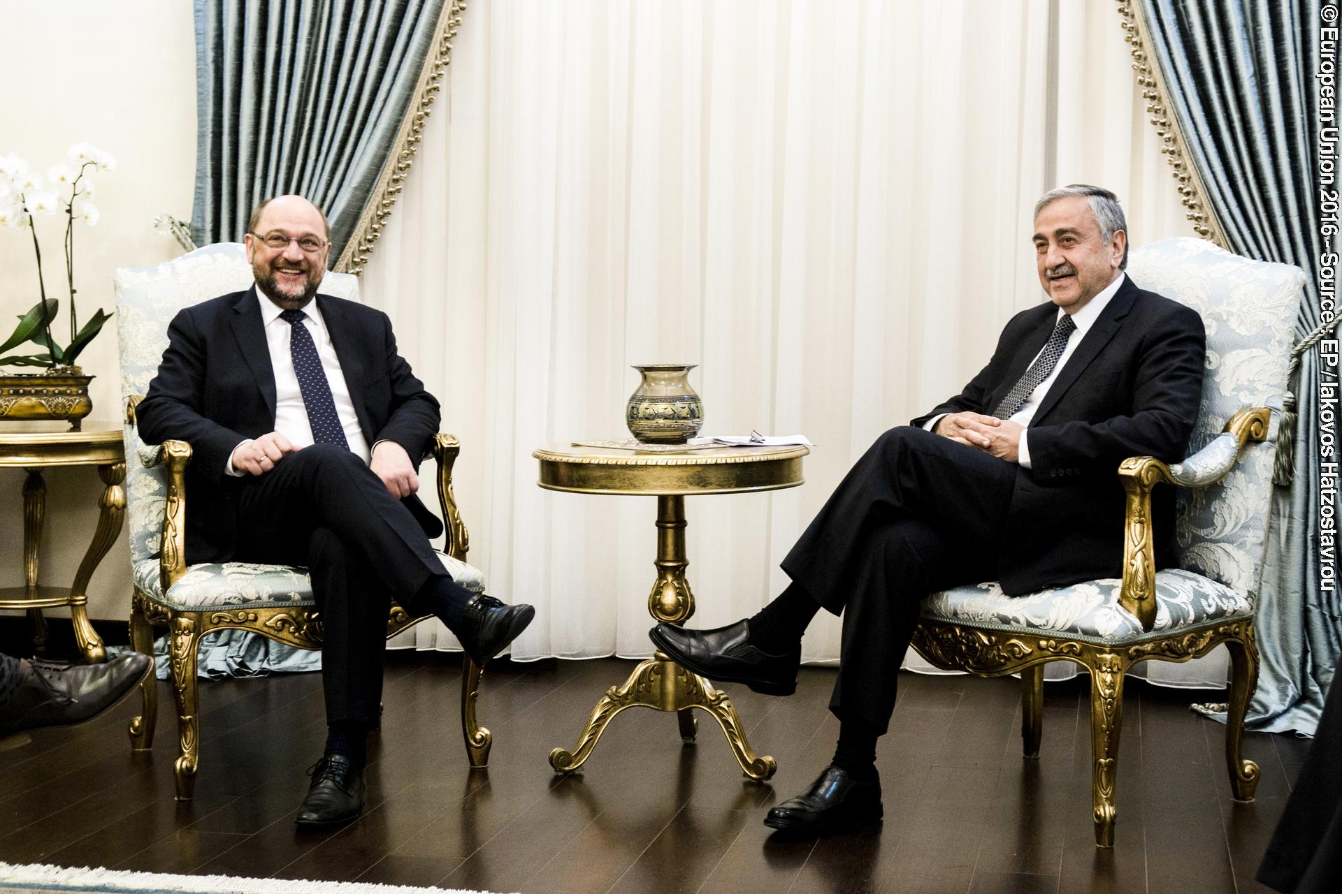 Martin Schulz EP President meets with Mustafa AKINCI, Turkish Cypriot Leader on 29 March, 2016 in TRNC.