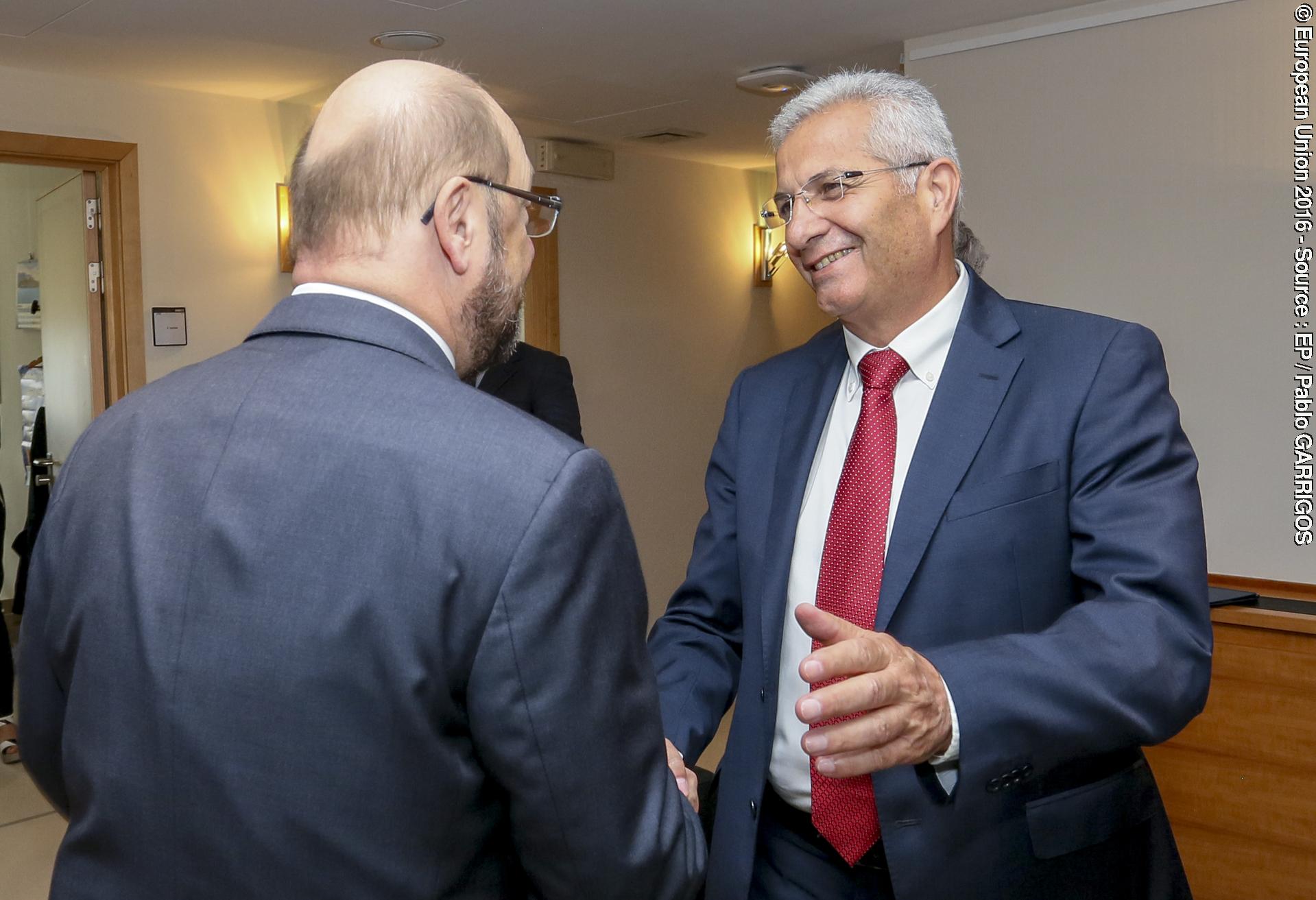 Martin SCHULZ - EP President meets with Andros KYPRIANOU - Secretary General of AKEL Progressive party of the Working People of Cyprus