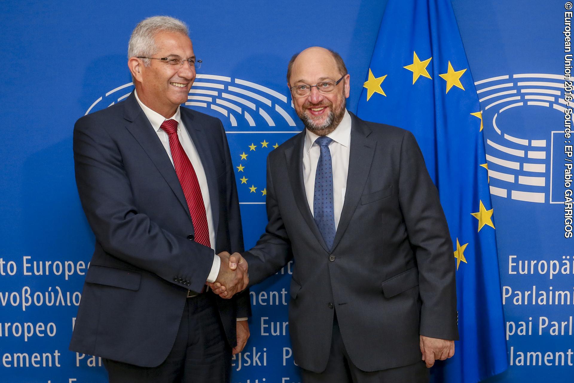 Martin SCHULZ - EP President meets with Andros KYPRIANOU - Secretary General of AKEL Progressive party of the Working People of Cyprus