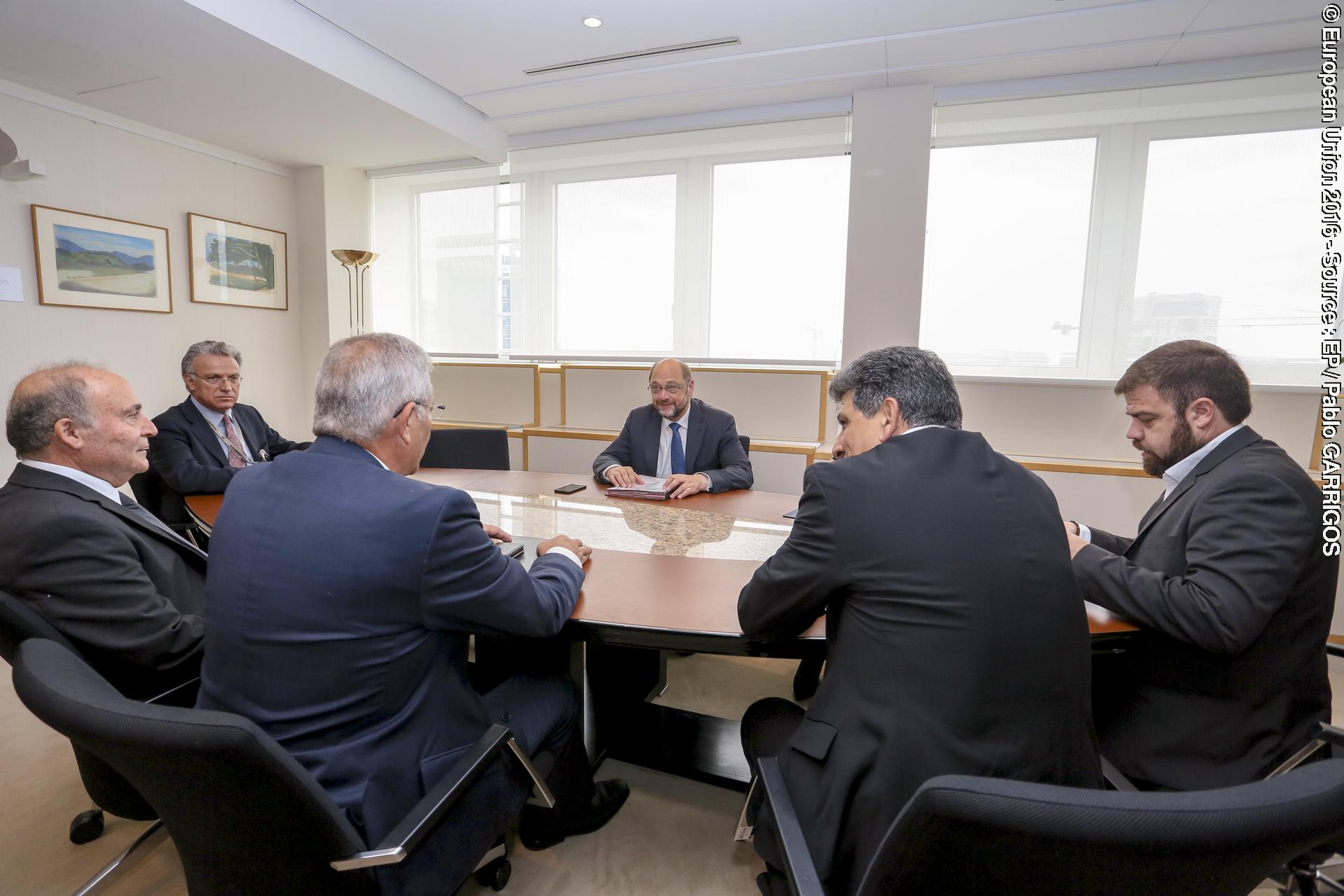 Martin SCHULZ - EP President meets with Andros KYPRIANOU - Secretary General of AKEL Progressive party of the Working People of Cyprus