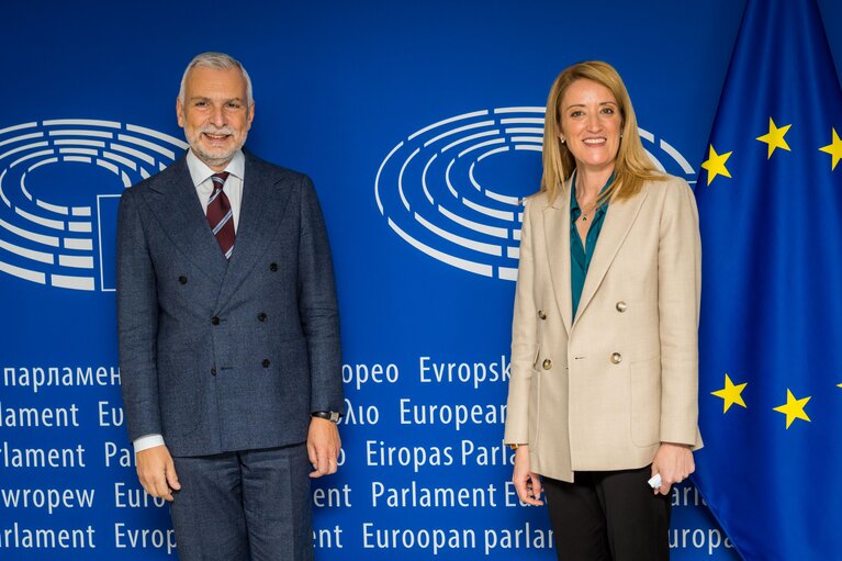 Roberta METSOLA, EP President meets with Stefano SANNINO, EEAS Secretary General