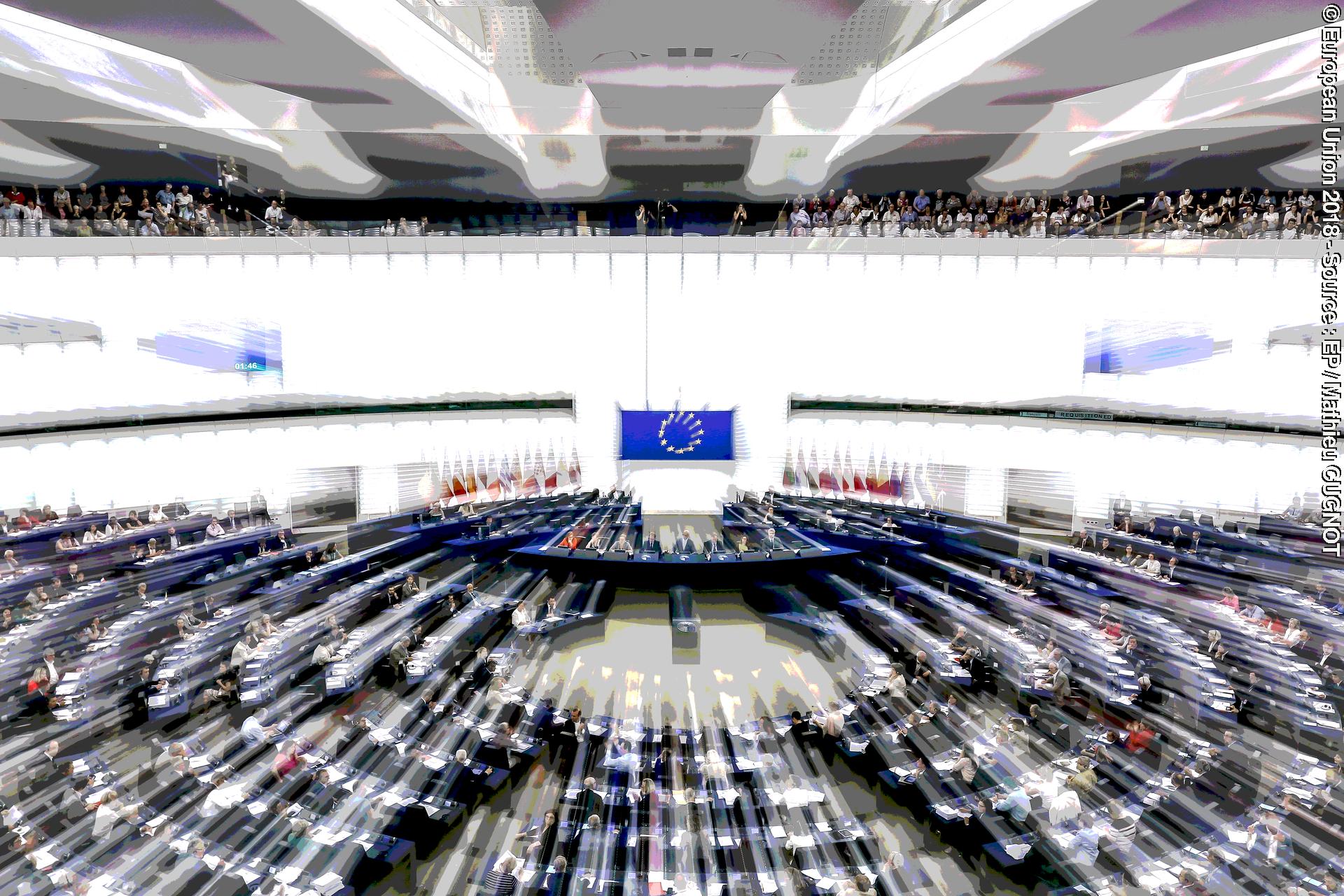 Photo 1 : Stockshots of the hemicycle of the EP in Strasbourg