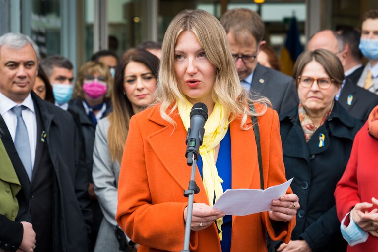 Photo 7 : Inauguration of the Ukrainian civil society hub by Roberta METSOLA, EP President