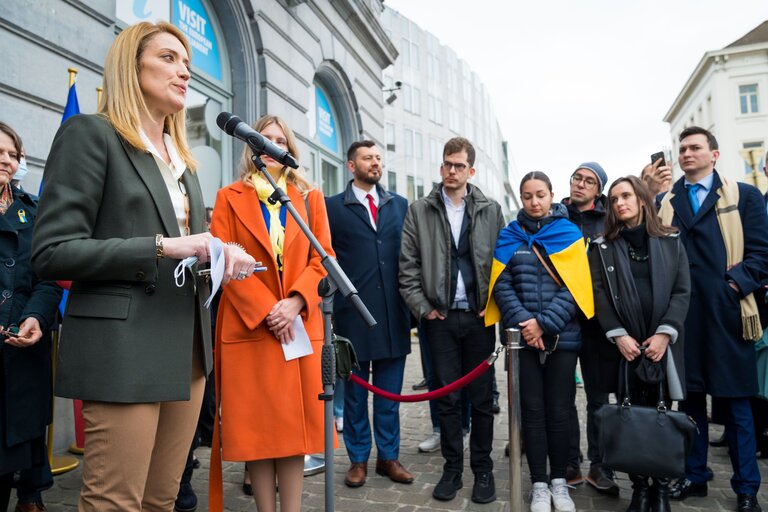 Photo 12 : Inauguration of the Ukrainian civil society hub by Roberta METSOLA, EP President