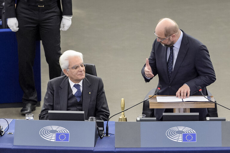 Fotografie 5: Official visit of the Italian President to the European Parliament in Strasbourg.