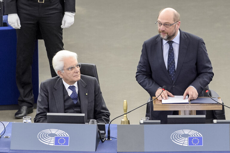 Fotografie 7: Official visit of the Italian President to the European Parliament in Strasbourg.