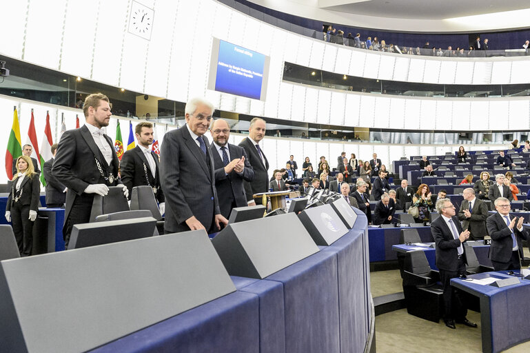 Fotografie 11: Official visit of the Italian President to the European Parliament in Strasbourg.