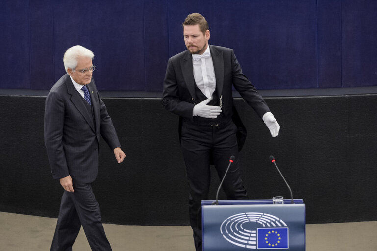 Fotografie 6: Official visit of the Italian President to the European Parliament in Strasbourg.