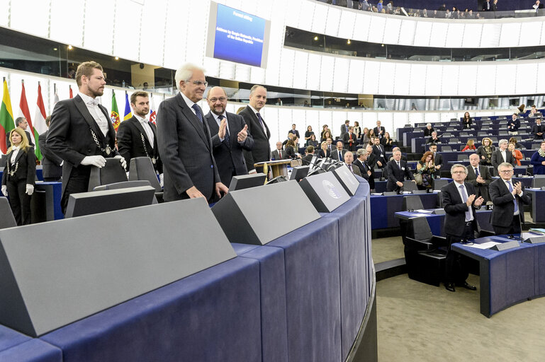 Fotografia 12: Official visit of the Italian President to the European Parliament in Strasbourg.