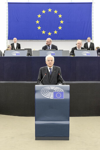 Fotó 10: Official visit of the Italian President to the European Parliament in Strasbourg.