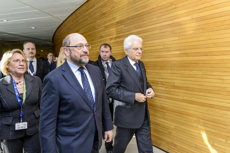 Fotografia 14: Official visit of the Italian President to the European Parliament in Strasbourg.