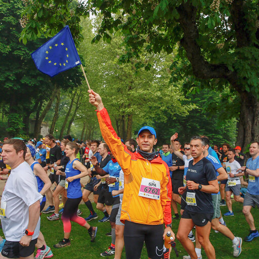 Brussels 20 km running race start