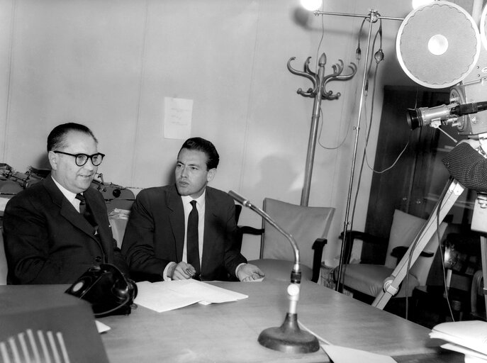 Fotografie 2: Interview on television in Strasbourg - 1959