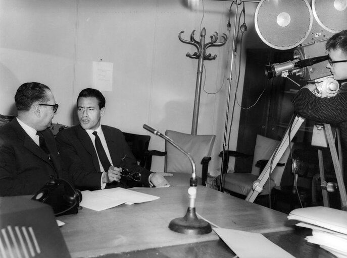 Interview on television in Strasbourg - 1959