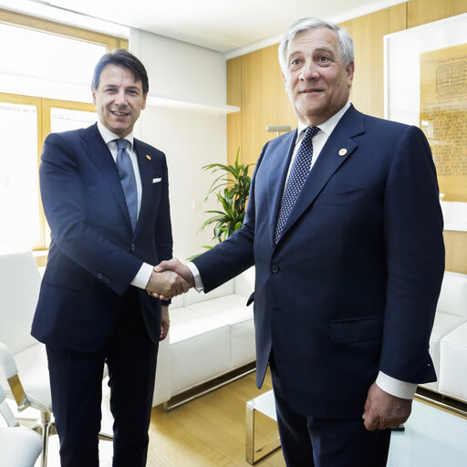 Foto 4: European Council.- Antonio TAJANI - EP President meets with Giuseppe CONTE, Italian Prime Minister