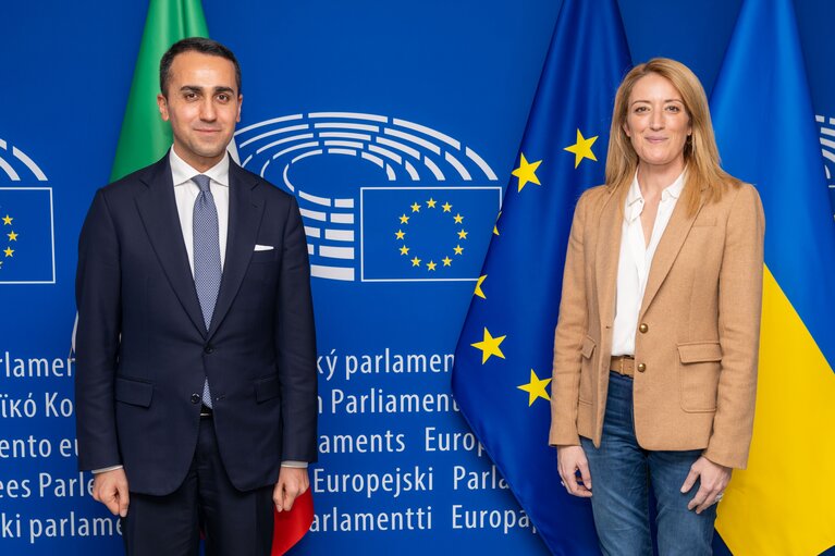 Roberta METSOLA, EP President meets with Luigi DI MAIO, Italian Foreign Minister